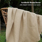 PHF 100% Cotton Waffle Weave Blanket King Size for Bed,Snag Proof Lightweight Breathable Throw for Couch,Great for Layering in Cold Weather,Machine Washable,Home Decor Gift-Khaki/Simply Taupe