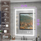 28x36 Inch LED Bathroom Mirror with Lights, Adjustable 3000K/4500K/6000K, Wall Mounted Lighted Bathroom Vanity Mirror, Memory Funtion, Stepless Dimmable, Anti-Fog, Horizontal/Vertical