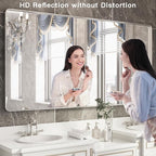 ISKM Silver Framed Mirror for Bathroom 60" x 30" Matte Bathroom Vanity Mirror Anti-Rust, Tempered Glass, Rounded Rectangle Mirror(Horizontal/Vertical)