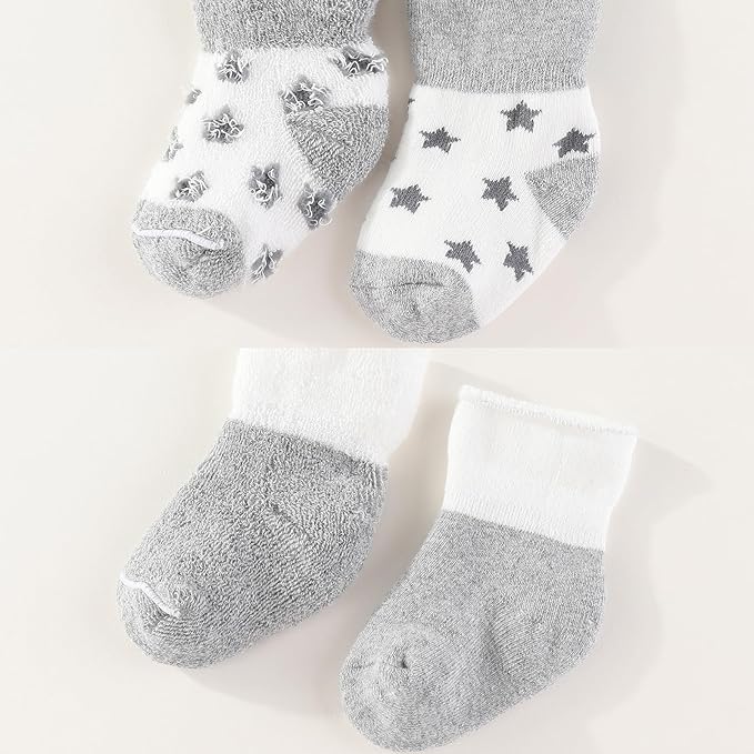 Unisex Baby Terry Socks 5-Pack for Baby boy and girl 0-12 Months Warm Cotton Socks