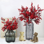 JAKY-Global 9pcs Babys Breath Artificial Flowers Gypsophila Bouquet Bulk Fake Spring Silk Small Flowers Real Touch Faux Floral for Home Bedroom Kitchen Garden Wedding Christmas Party DIY Decor (Red)