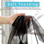 OVZME 45 Inches Length Black Sheer Curtains for Small Windows Rod Pocket 2 Panels Set, Lightweight & Breathable & Soft Touching Voile Panels for Kitchen, Each 42" Wx45 L, Black
