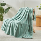 NEWCOSPLAY Super Soft King Blanket New Sage Green Premium Silky Flannel Fleece Leaves Pattern Lightweight Bed Blanket All Season Use (New Sage Green, King(90"x110"))