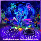 Upgraded 33ft/10M LED Black Light Strip Set with Remote, 600 LEDs, 12V Self-Adhesive Dimmable Black Light Fixture, for Dance Parties, SMD2835 LED Lamp Beads, Non-Waterproof