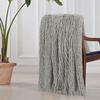 Tuddrom Decorative Extra Soft Faux Fur Blanket Queen Size 80"x90",Solid Reversible Fuzzy Fluffy Plush Fleece Comfy Microfiber Fur Blanket for Couch Sofa Bed,Quiet Grey
