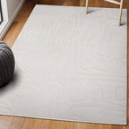 JONATHAN Y Graphic Lines High-Low Indoor Area Rug 4X6 White/Cream, Alcina Modern Scandinavian for Living Room, Bedroom, Kitchen, Easy-Cleaning, High Traffic, Pet-Friendly, Non-Shedding SND102B-4
