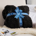 Bedsure GentleSoft Fluffy Black Blankets Queen Size for Bed, Thick Sherpa Faux Fur Fleece Fuzzy Plush Winter Warm Soft Full Queen Blankets, Bedroom Decor Black Gifts Cozy Gifts for Women Men, 90x90