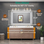 TokeShimi 55x36 LED Bathroom Mirror with 3-Color Lights,Anti-Fog Lighted Mirrors for Bathroom Wall,HD Tempered Glass,Memory Function,Waterproof,Shatterproof,UL Listed