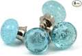 Handmade Bubble Glass Cabinet Knobs - Vintage Decorative, Trendy, Modern Design for Cabinets, Dressers & Furniture - Set of 6 (Blue)