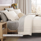 Monbix Full Comforter Set - 7 Pieces White Bed in a Bag Full Size Bedding Sets with Comforters, All Seasons Down Alternative Comforter with Sheets,Pillowcases & Shams