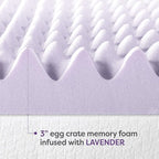 Best Price Mattress 3 Inch Egg Crate Memory Foam Mattress Topper with Soothing Lavender Infusion, CertiPUR-US Certified, Dorm Essentials, Twin