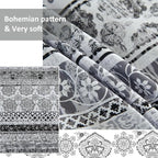 Boho King Size Comforter Set 8 Pieces,Gray Bohemian Striped Bed in a Bag,Floral Soft Microfiber Bedding Comforter Set