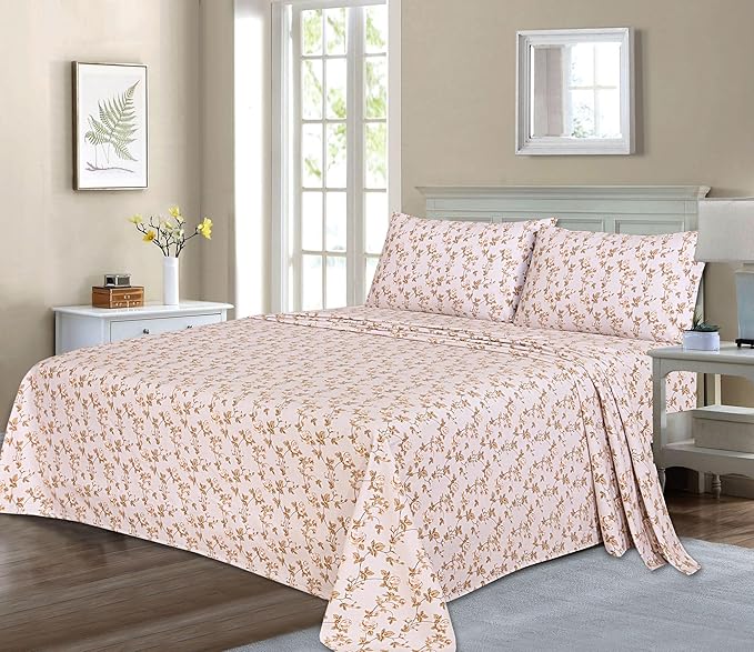 RUVANTI Flannel Sheets Queen Size - 100% Cotton Double Brushed Bed Sheets, Deep Pockets 16 Inches Queen Sheet Set, All Seasons Breathable & Extra Soft - Warm & Cozy, 4 Piece, Dazzale