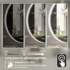 36 Inch Round LED Bathroom Mirror, Black Metal Framed Lighted Mirror for Bathroom, Wall Mouted LED Vanity Mirror with Lights, 3 Colors and Stepless Dimmable, Anti-Fog, Memory