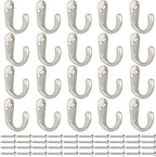 IBosins 20PCS Coat Hooks Wall Mounted Single Prong Robe Hook for Hanging Towel Hooks with 40 Screws for Cup, Mug, Bags, Hat, Cap, Scarf, Pet leashes