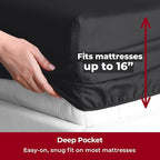 Mellanni Split King Sheets Set - 5 PC Iconic Collection Bedding - Hotel Luxury, Extra Soft, Cooling Bed Sheets - Wrinkle, Fade, Stain Resistant (Split King, Black)
