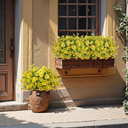 Ouddy Decor 24 Bundles Artificial Flowers for Outdoors Fake Silk Flowers UV Resistant Faux Plastic Plants for Spring Summer Garden Porch Window Box Table Vase Home Indoor Outdoor Decoration, Yellow