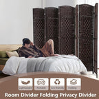 Room Divider 8 Panel Folding Privacy Divider 6 Ft Indoor Wall Divider Portable Partition Wood Screen, Brown