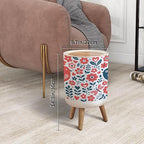 Small Trash Can with Lid Scandinavian Folk Art Seamless Birds Flowers spirng Happy Garbage Bin Pet Proof Waste Basket for Kitchen Bathroom Office Bedroom Decorative 1.8 Gallon