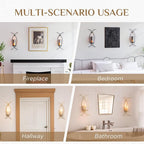 Sconces Wall Decor Set of 2 Hurricane Candle Holder - Modern Decorative Candle Wall Sconce Golden Metal Wall Mount Gold Decorations for Living Room Bedroom Bathroom Hallway Outdoor