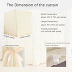 Akiky Ivory Canopy Bed Curtains with Lights 8 Panel Canopy Curtains Drapes for King Size Bed Large Rod Pocket Sheer Canopy Bed Drapes