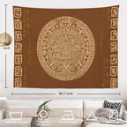Batmerry Mayan American Aztec Tapestry, Ancient Aztec Calendar Picnic Mat Hippie Trippy Tapestry Wall Art Meditation Decor for Bedroom Living Room Dorm, 59.1 x 82.7 Inches, Latin