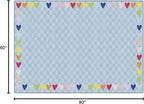 Flagship Carpets Schoolgirl Style Blue with Rainbow Hearts Border Educational Area Rug for Kids Room Seating Décor, Children's Classroom, Play Carpet for Teaching and Playroom, 5' x 7'6", Blue