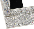 Folding Cosmetic Mirror, High Definition Innovative Rhinestone Portable Makeup Mirror Travel PU Portable Adjustable Rectangular Vanity Mirror for Dormitory Desktop