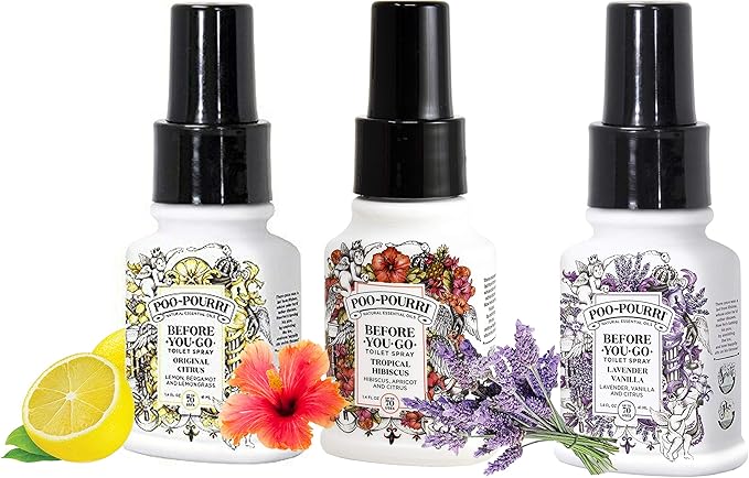 Poo-Pourri Original Citrus,Lavender Vanilla, and Tropical Hibiscus 1.4 Ounce Set