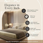 300TC 100% Organic Cotton Twin XL Size Sheets Set, XL Twin Bed Sheets Luxury Hotel Collection Fully Elasticated Sheet & Pillowcase Sets, Machine Washable No Pill Fade Resistant-Tan