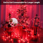 Brizled Red Christmas Lights, 300 ct 69.6ft Incandescent Christmas Lights plugin, Connectable 120V UL Certified Mini Xmas String Light for Halloween, Xmas, Indoor, Party, Porch Decor, White Wire