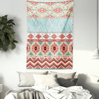 Lunarable Aztec Tapestry Queen Size, Culture Inspirations Ornamental Indigenous Chevron, Wall Hanging Bedspread Bed Cover Wall Decor, Queen Size, Turquoise Beige