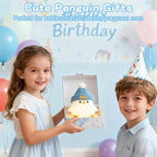 Penguin Lamp with Knit Hat,Kawaii Penguin Night Light,Food Grade Silicone,Dimmable Nursery Nightlight,LED Squishy Novelty Animal Lamp,Kids Room Decor,Funny Gifts for Kids Boys Girls Baby