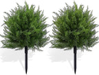 23.6" Artificial Cypress Topiary Christmas Tree with Spike, 2 Pack Faux Cedar Bushes UV Resistant Fake Shrubs for Front Porch Winter Decor (Cedar Topiary Ball Trees)