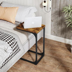 QEEIG C Table Side Table Living Room C Shaped Couch Tray End Table Farmhouse 1 Pack, Rustic Brown (017-30BN-1)