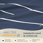 LuxClub 4 PC King Size Sheet Set Bed Sheets, Breathable Luxury Deep Pockets Wrinkle Free Cooling Sheets Machine Washable Hotel Bedding (King, Striped Navy)