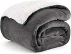 Bedsure GentleSoft Sherpa Fleece Throw Blanket Twin Size for Couch - Thick and Warm Throw for Women and Men, Soft Fuzzy Plush Twin Blanket for Winter, Charcoal, 60x80 Inches