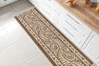 Custom Length Cut to Size Tribal Ethnic Southwestern Inspired Hallway Runner Rug, Non Slip Rubber Backed, 31 inch Wide X Customized Length, Mayan Brown, 31 inch X 7 feet