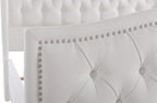 Jennifer Taylor Home Marcella Upholstered Shelter Headboard Bed Set, Queen, Bright White Polyester
