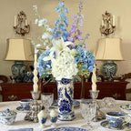 Light Blue Flowers Hydrangea Artificial Flowers, 4PCS 21" Latex Real Touch Vintage Lifelike Silk Flowers,Faux Hydrangea Bouquet Fake Flowers for Wedding Centerpieces Tables Party Outdoor Home