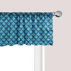 Ambesonne Fish Scale Window Valance Pack of 2, Nautical Design Realistic Graphic Water Drops on Half Circles Print, Rod Pocket Curtain Valances for Kitchen Bedroom, 42" X 12", Blue and Turquoise