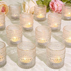 24 Pcs Votive Candle Holders, Clear Glass Candle Holders Bulk for Table Centerpiece, Tea Lights Candle Holders for Wedding Shower, Party and Home Decor