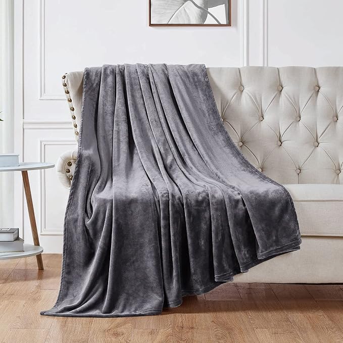 Walensee Fleece Blanket Plush Throw Fuzzy Lightweight (Twin Size 60x80 Dark Grey) Super Soft Microfiber Flannel Blankets for Couch, Bed, Sofa Ultra Luxurious Warm and Cozy for All Seasons