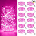 btfarm 12 Pack Fairy Lights Battery Operated [3 Modes], 7ft 20 Led Pink Twinkle String Lights Waterproof, Bulk Small Mini Christmas Valentine's Day Light for Mason Jars Vases Wedding Table