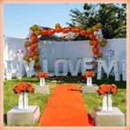 Hoteam 24 Bundles Artificial Peonies Flowers Wedding Faux Flowers Silk Peony Bouquet Bulk Bride Fake Florals Arrangements for Table Centerpieces Wedding Party Vase Decor (Orange)
