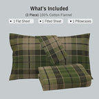 RUVANTI Flannel Sheets Twin XL Size - 100% Cotton Double Brushed Twin XL Sheet Sets, Deep Pockets 16 Inches, All Seasons Breathable & Extra Soft Bed Sheets, Warm & Cozy, 3 Piece, DNA Plaid