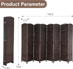 Room Divider 8 Panel Folding Privacy Divider 6 Ft Indoor Wall Divider Portable Partition Wood Screen, Brown