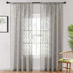 MYSKY HOME Pom Pom Grey Sheer Curtains for Bedroom Girls Room Curtains 72 Inches Long for Nursery Kids Light Filtering Boho Window Drapes, Rod Pocket, 52" Wide, 2 Panels