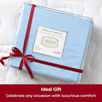 Mellanni Twin XL Sheets Set - 3 PC Iconic Collection Bedding - Hotel Luxury, Extra Soft, Cooling Bed Sheets - Wrinkle, Fade, Stain Resistant (Twin Extra Long, Striped Light Blue)