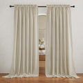 RYB HOME Beige Curtains Flax Linen Woven Semi Sheer Curtains, Half Privacy Protection Glare Contral Window Panels for Farmhouse Living Room Boys Girls Bedroom, W 70" x L 108 inch, 2 Pack